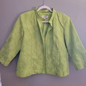 Woman's Erin London size large lime green floral embroidered coat